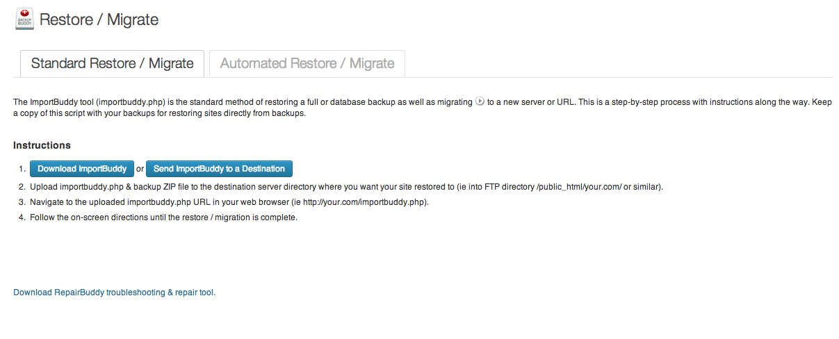 backup buddy restore